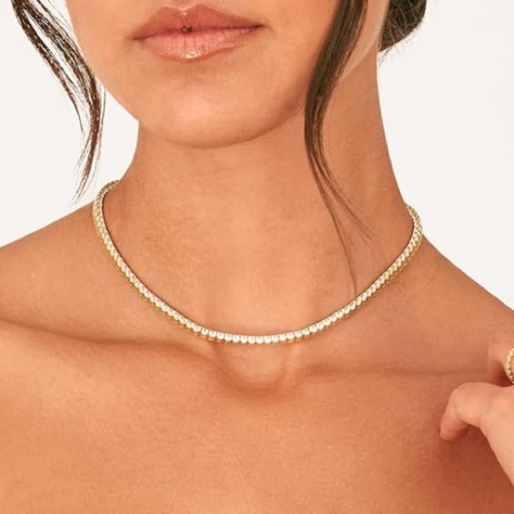 14K Gold Plated Diamond Tennis Necklace